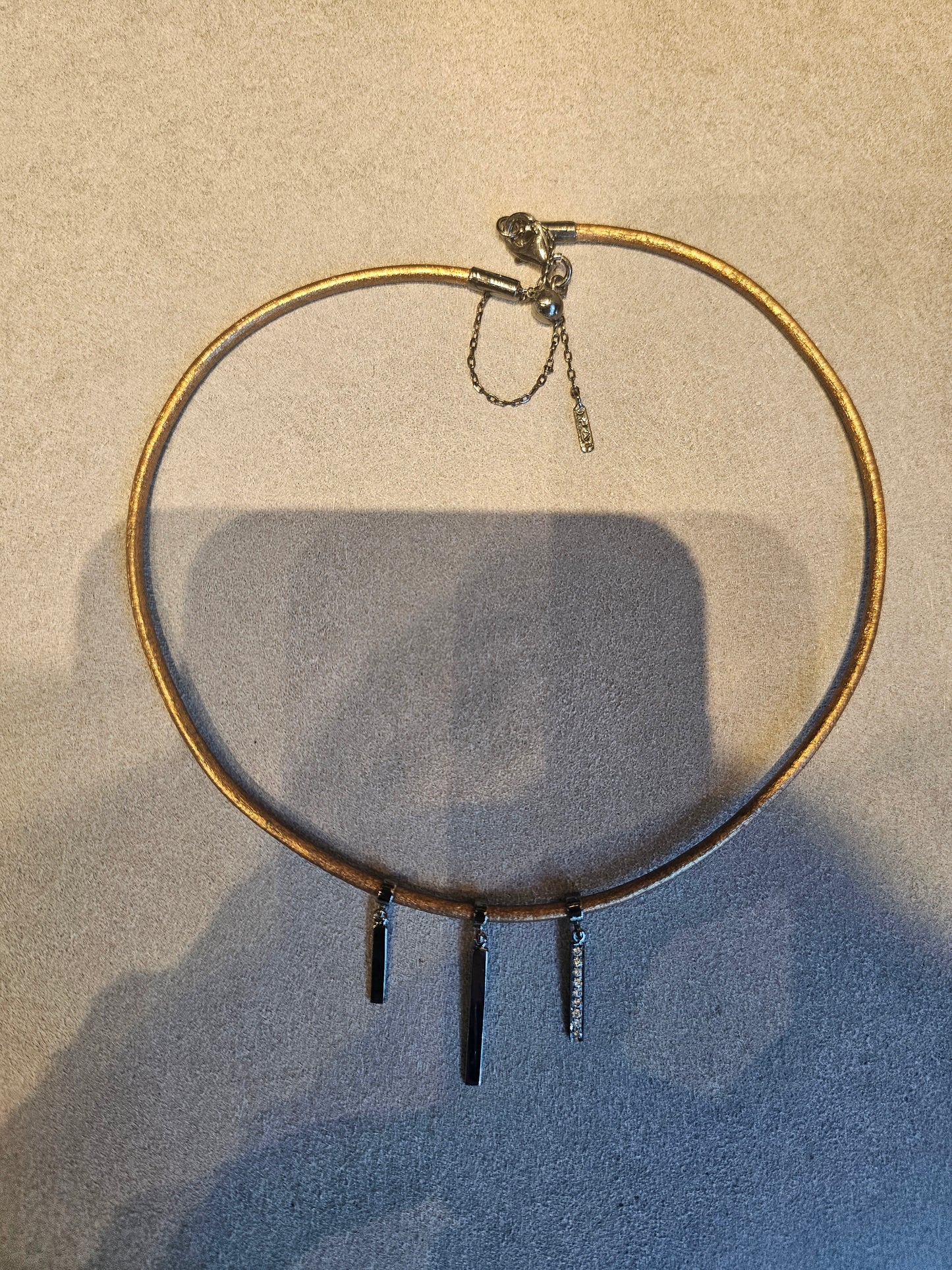 Triple Beam Leather Necklace