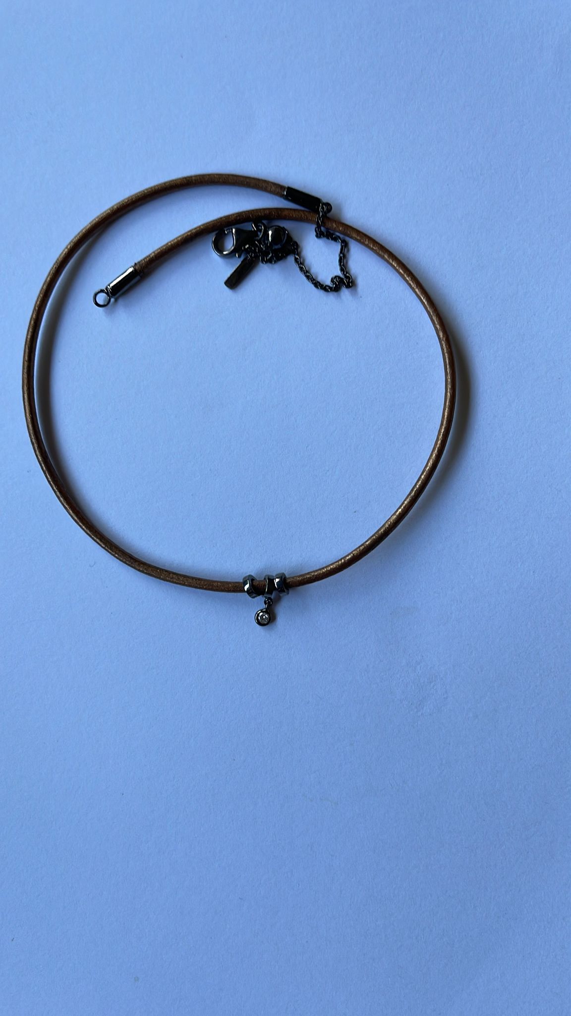 Triple Dangling Sphere Leather Necklace