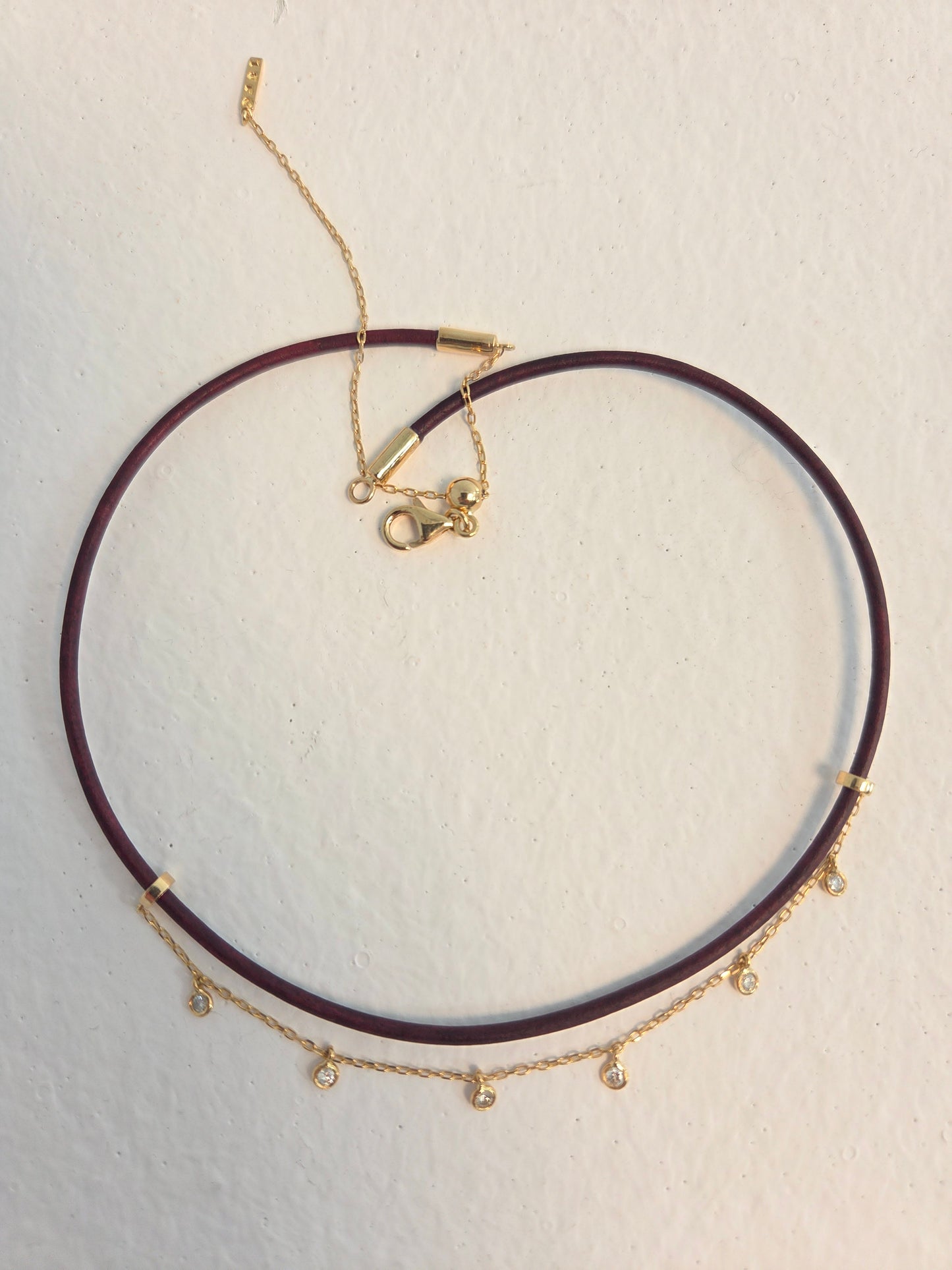 Chain Droplet Leather Choker