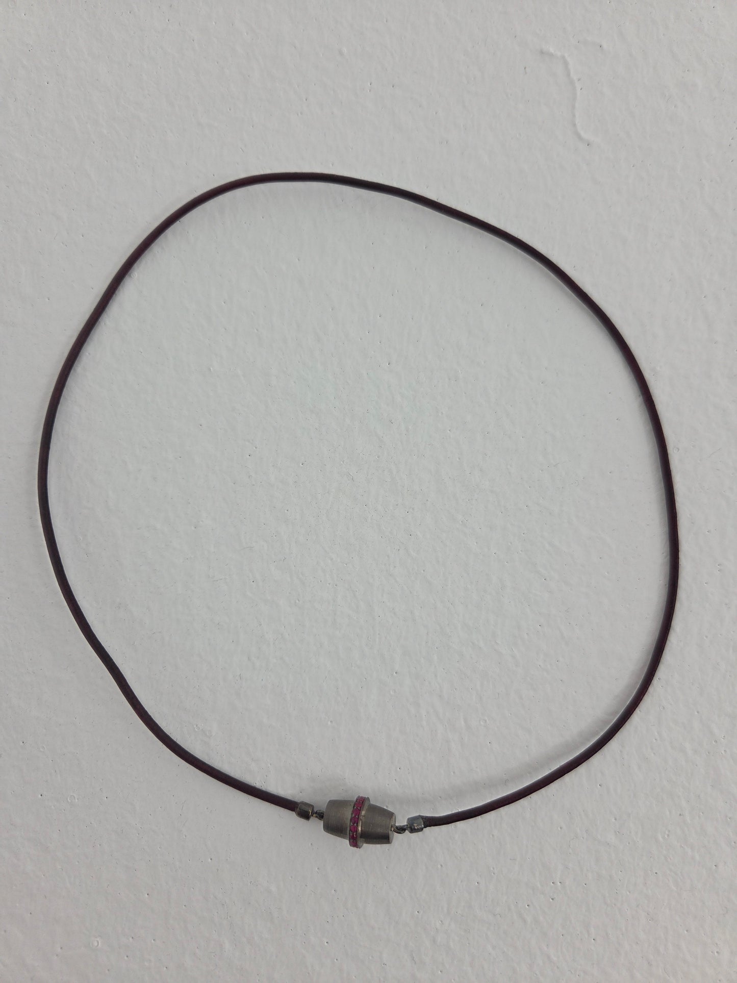 Scarlet Mini Barrel Leather Necklace