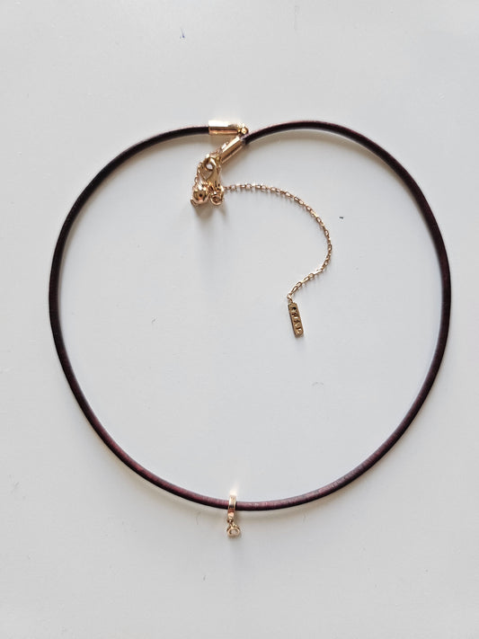 Single Dangling Sphere Leather Necklace