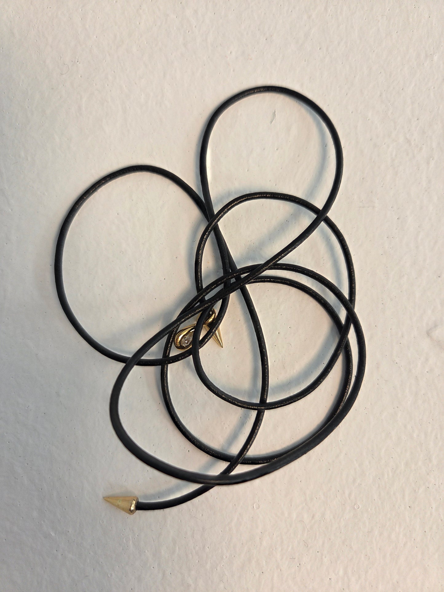 Cone Long Leather Necklace