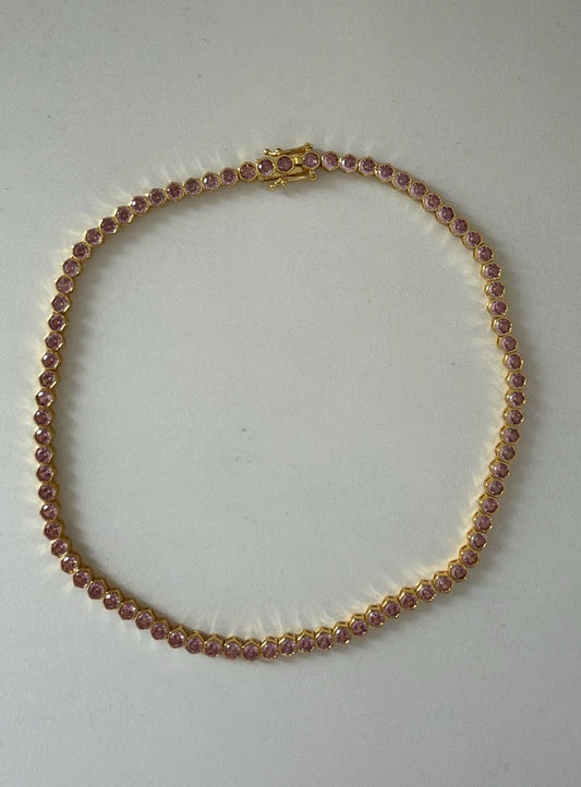 Pink Tennis Necklace